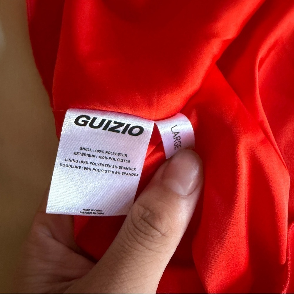GUIZIO- Chiffon Slit Mini Skirt Size Large Poppy Orange Micro Summer Low Waist - Picture 9 of 9